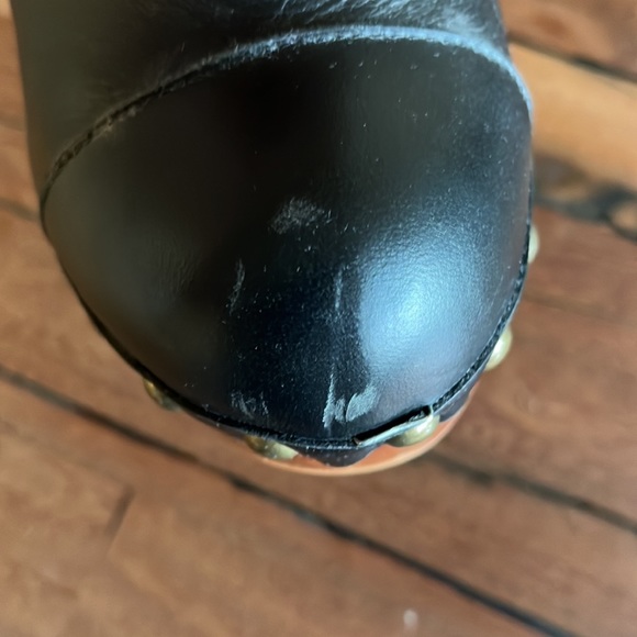 JEFFERY CAMPBELL black leather retro platform clogs size 9 GUC - Picture 5 of 7